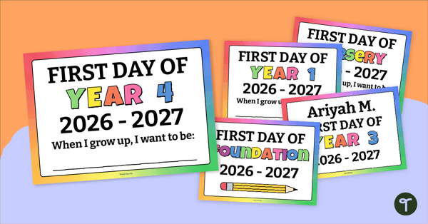 Go to First Day of School Sign Resource Pack teaching resource