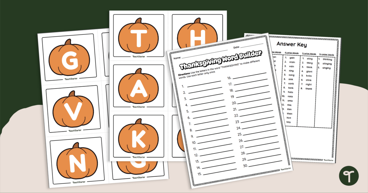 Thanksgiving Word Scramble Activity teaching resource