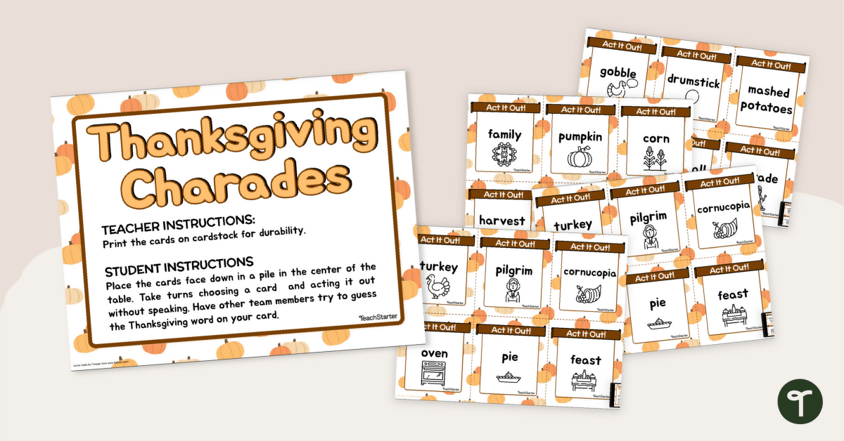 Thanksgiving Charades teaching resource