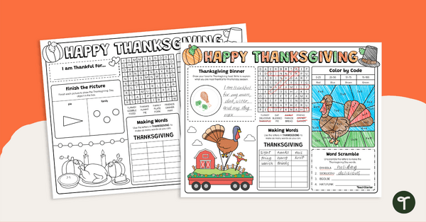 Go to Thanksgiving Placemats Printable teaching resource