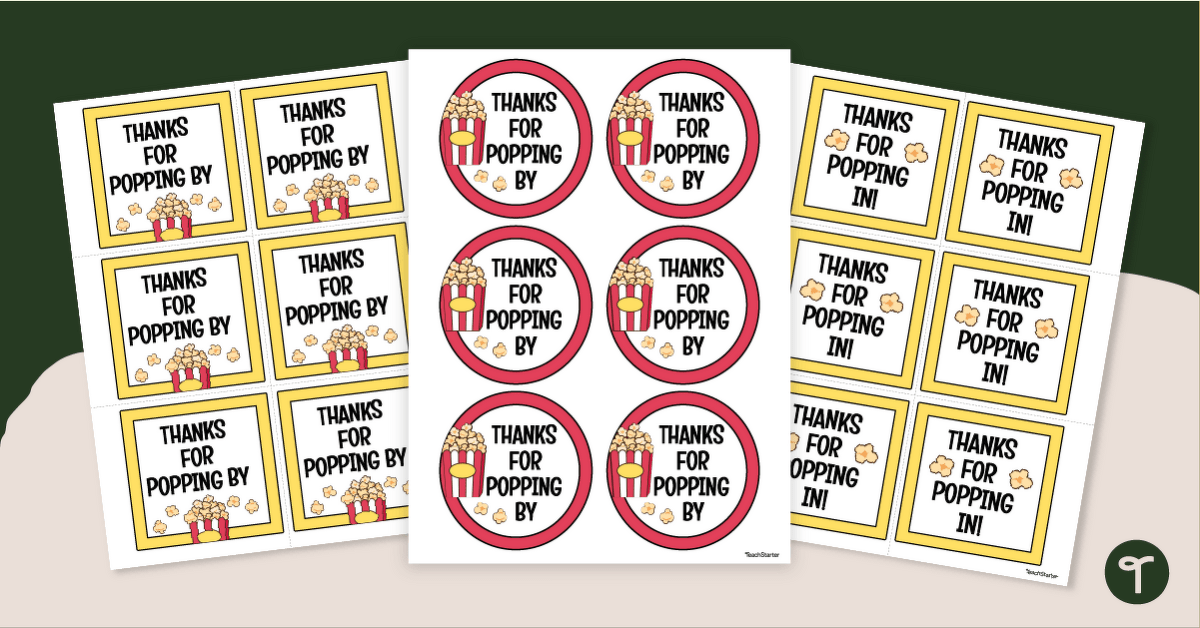 Thank You for Popping By Tags teaching resource