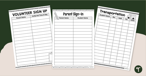 Go to Back to School Sign In Sheets teaching resource