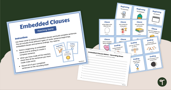 Go to Embedded Clauses Matching Game teaching resource