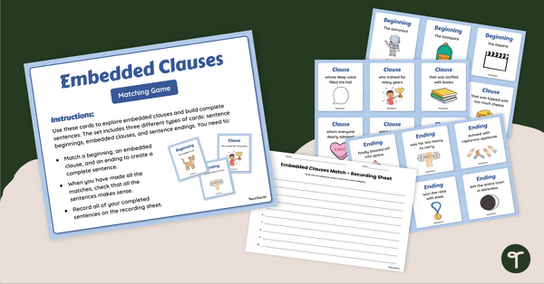Go to Embedded Clauses Matching Game teaching resource
