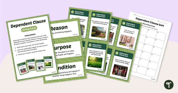 Go to Types of Dependent Clauses Sorting Activity teaching resource