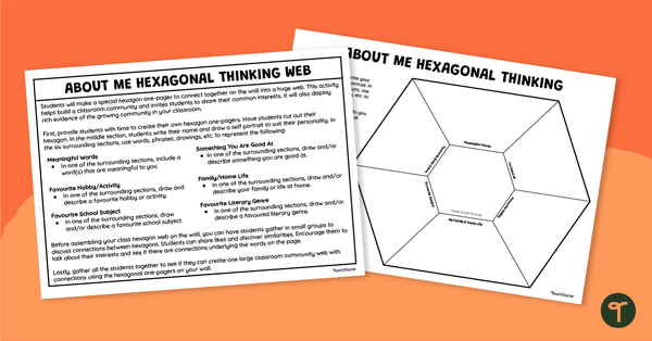 Go to About Me Hexagonal Thinking Activity teaching resource