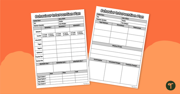 Go to Behaviour Plan Template teaching resource
