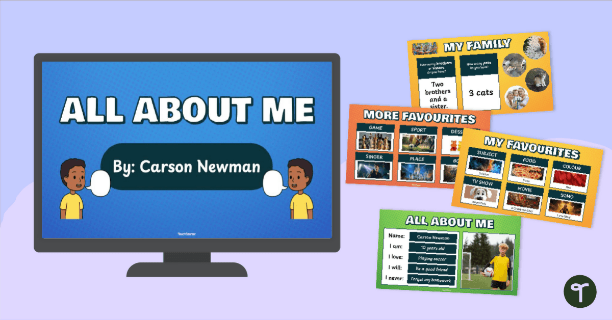All About Me PPT Template for Students teaching resource