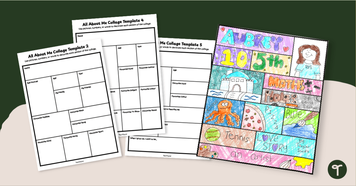 All About Me Collage Templates teaching resource