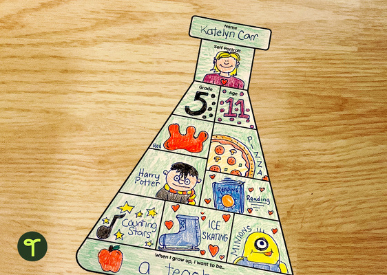 All About Me Science Flask Template teaching resource