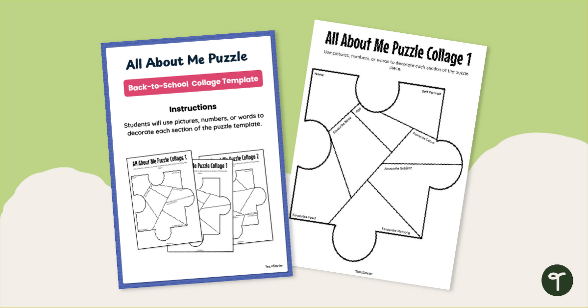 A Puzzle About Myself Template teaching resource