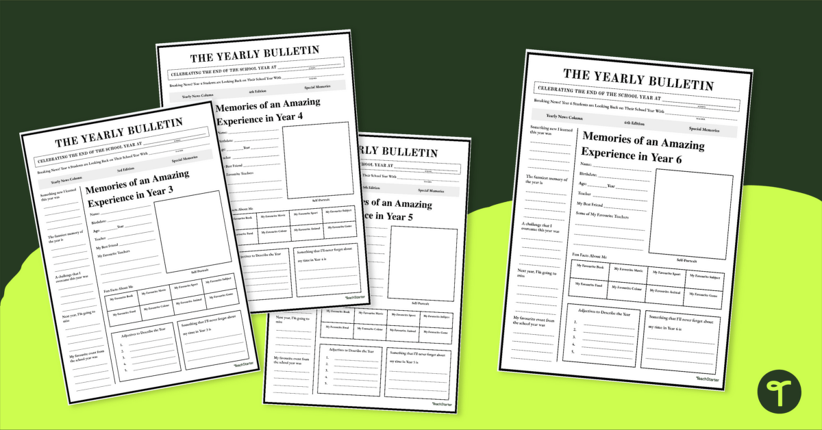 End of School Year Newspaper Template teaching resource