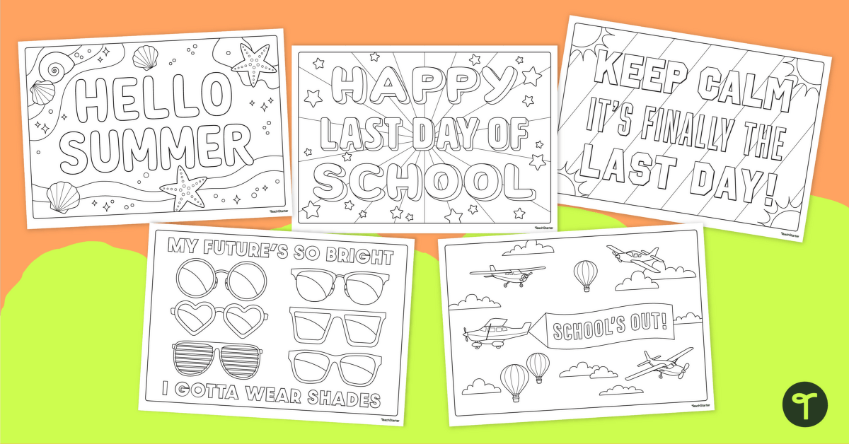 Easy Summer Colouring-In Pages teaching resource