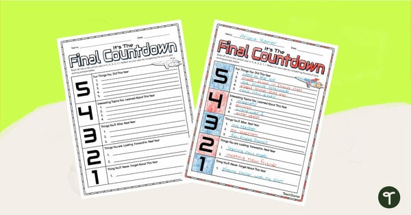 Go to End of Year Reflection Countdown Activity teaching resource