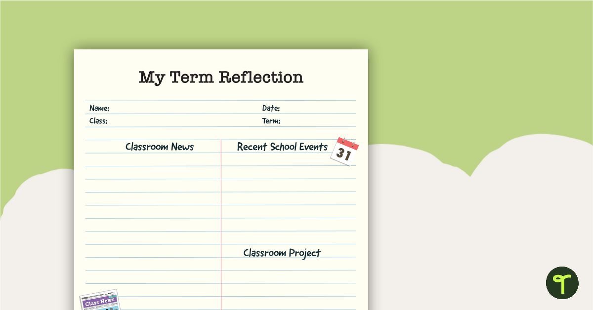 My Term Reflection Writing Template teaching resource
