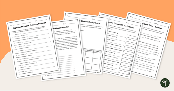 Go to Dependent Clause Worksheets teaching resource
