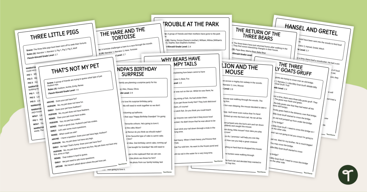 Readers' Theatre Scripts - Year 1 and Year 2 teaching resource