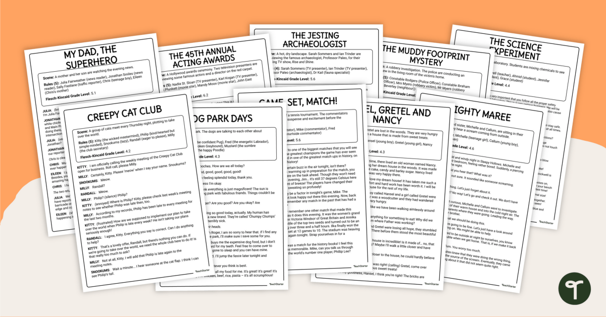 Scripts for Reader's Theatre  – Year 5 and Year 6 teaching resource