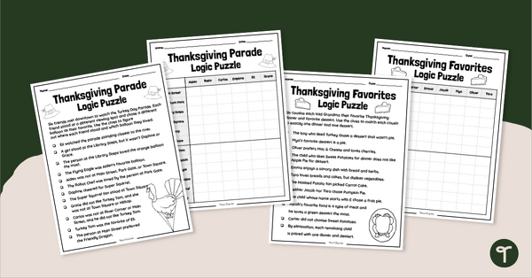 Go to Thanksgiving Logic Puzzle Pack teaching resource