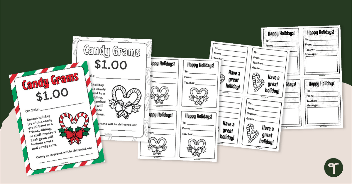 Candy Cane Grams Template Pack teaching resource