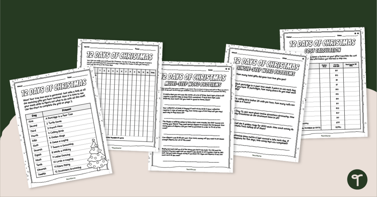 12 Days of Christmas Math Activity teaching resource