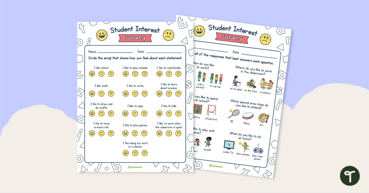 Student Get to Know You Survey - Early Years teaching resource