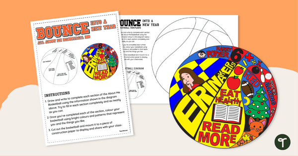 Go to All About Me Basketball Craft Template teaching resource