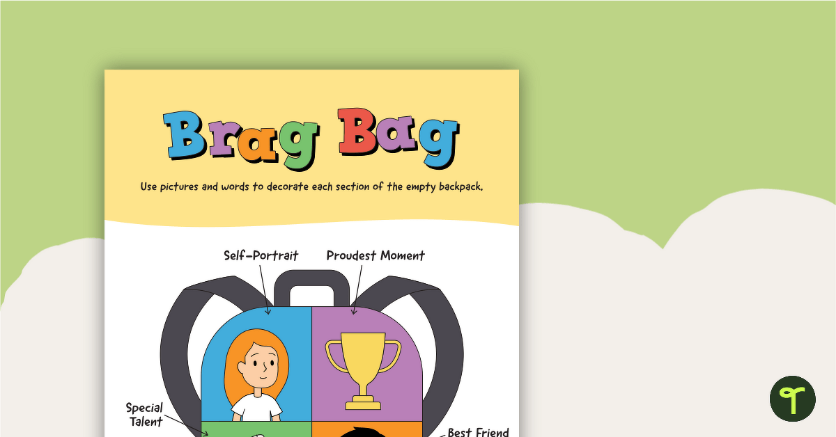 My Brag Bag - All About Me Bag Template teaching resource