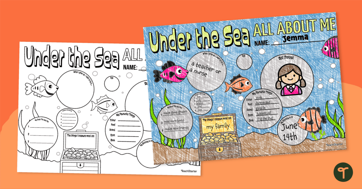 Undersea All About Me Poster Printable teaching resource