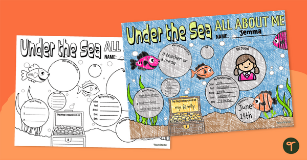 Go to Undersea All About Me Poster Printable teaching resource
