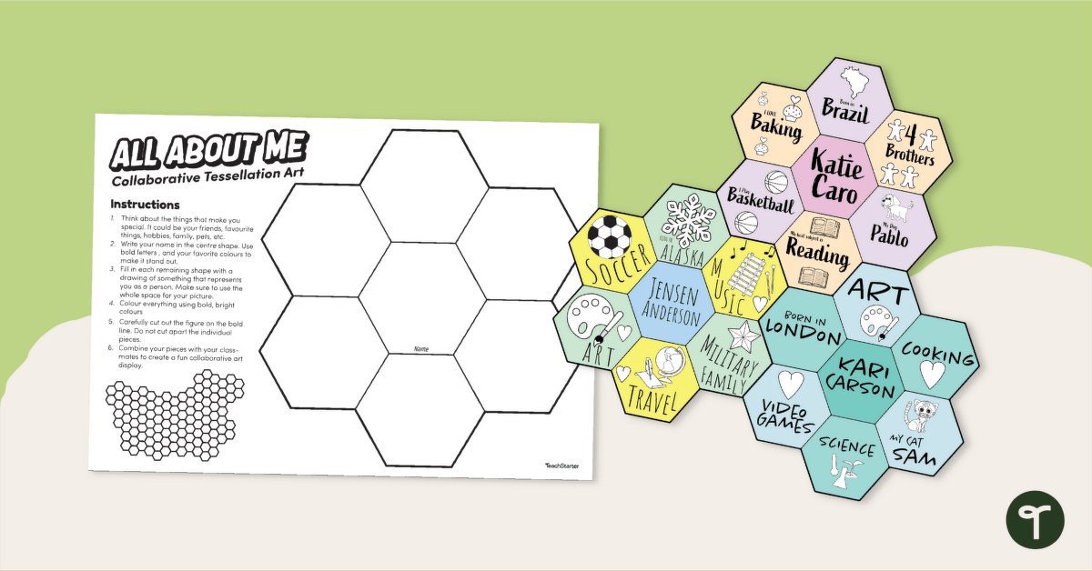 All About Me Collaborative Tessellation Project teaching resource