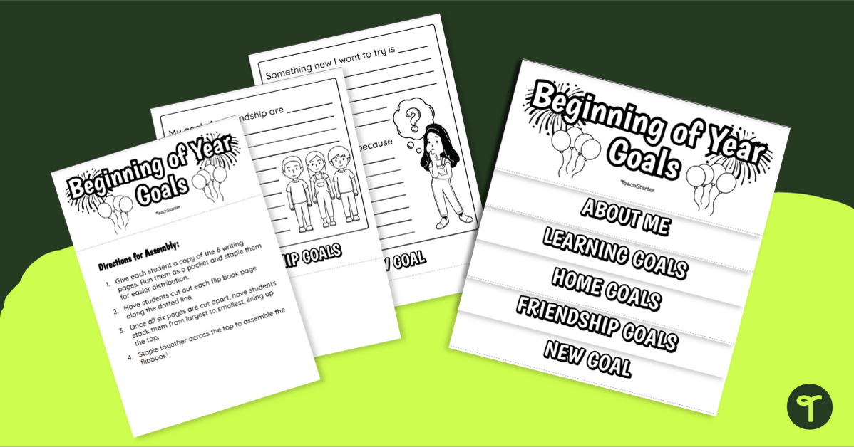 New Year Goal Setting Flipbook Booklet teaching resource