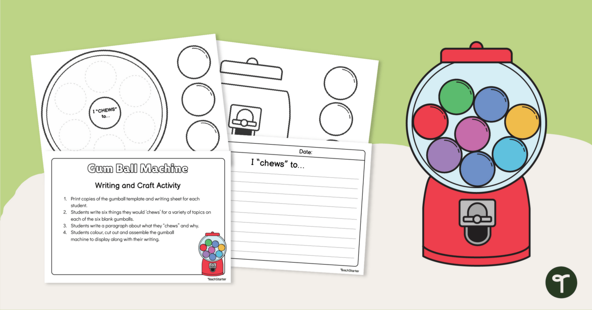 Gumball Machine Template - Goal Setting Craft teaching resource