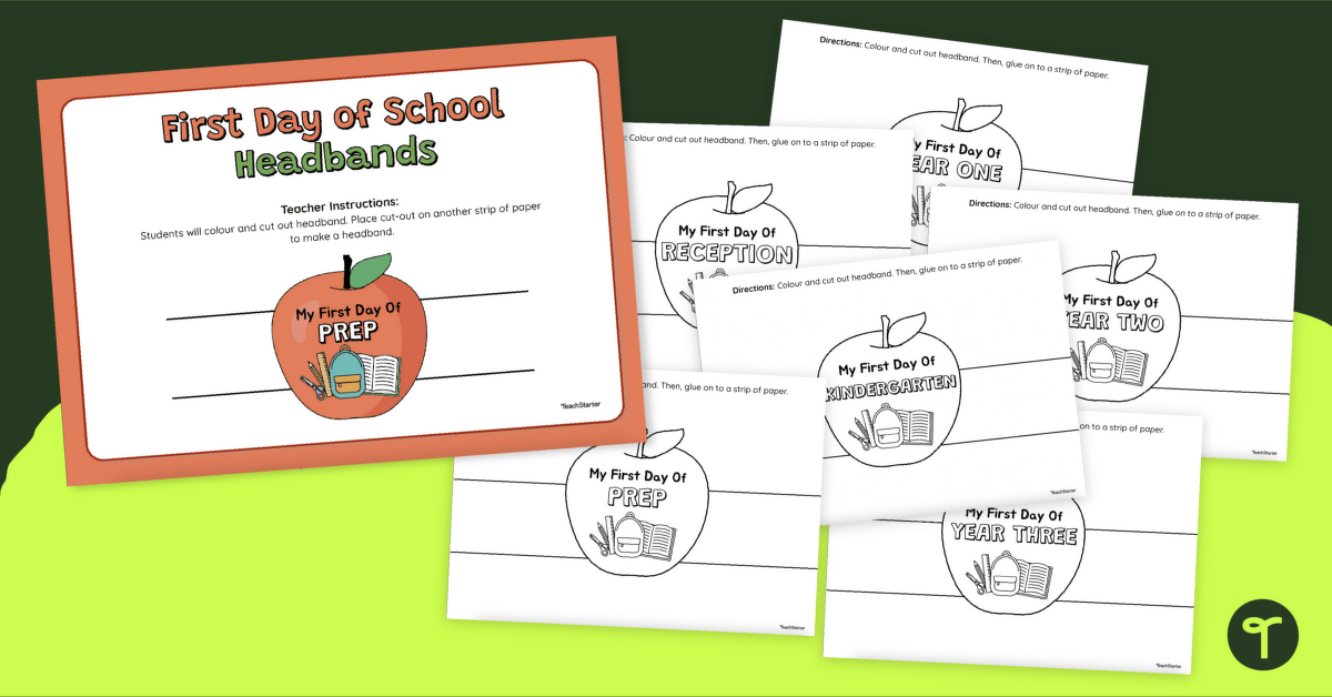 First Day of School Printable Crown Template teaching resource
