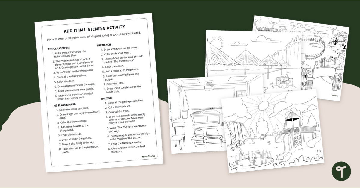 Add It In - Draw and Listen Activity teaching resource