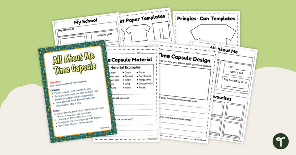 Go to All About Me Time Capsule Worksheet Pack teaching resource