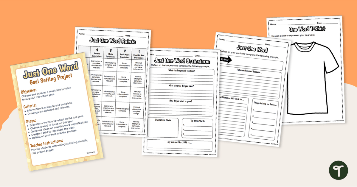 Just One Word Project - Goal Setting Activity teaching resource