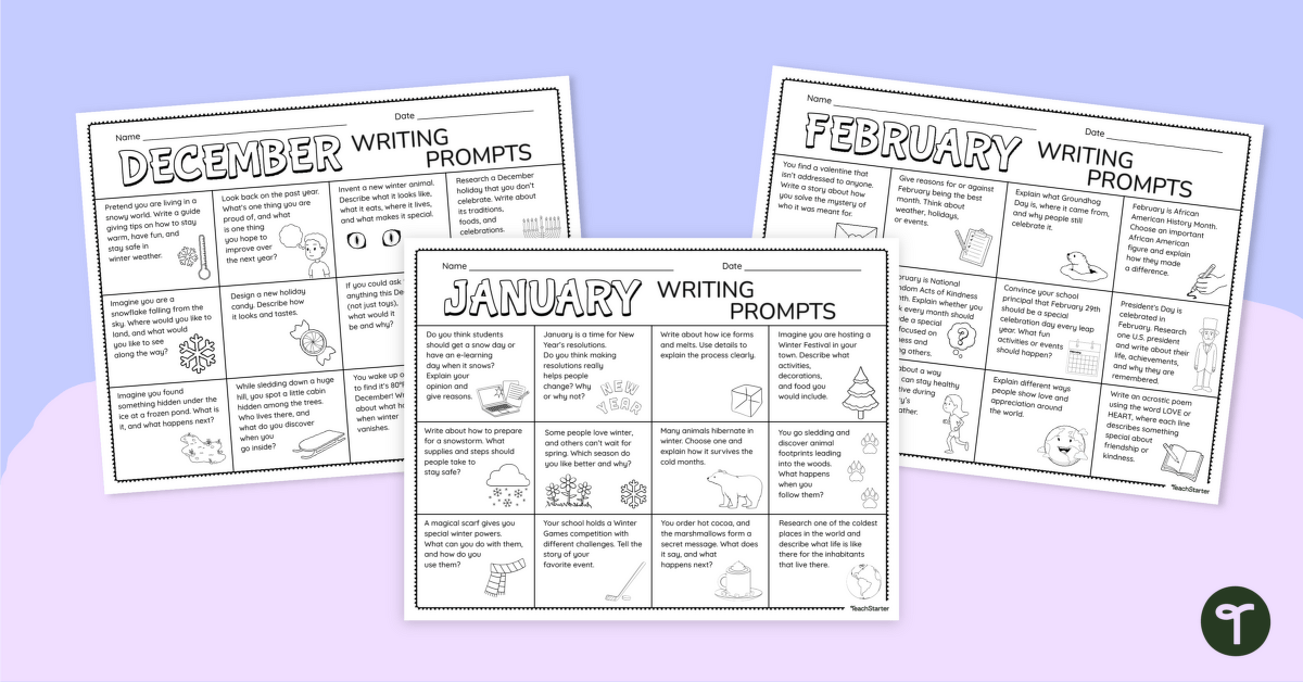 Winter Writing Prompts teaching resource