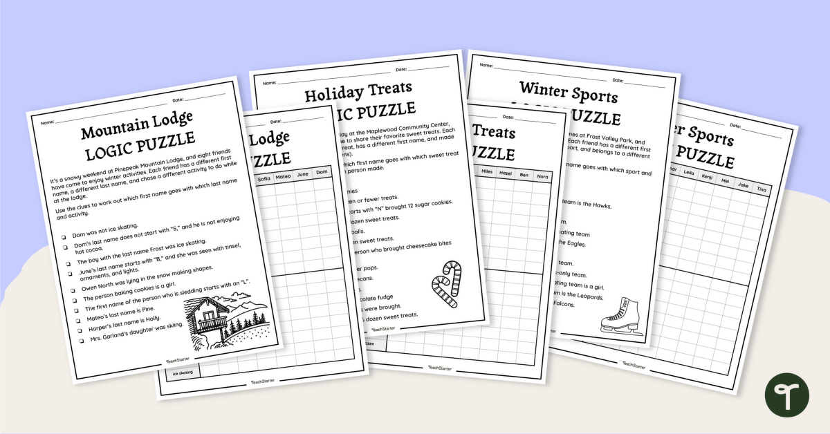Winter Logic Puzzles teaching resource