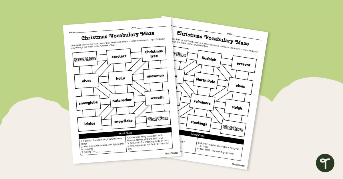 Christmas Maze – Printable Vocabulary Activity teaching resource