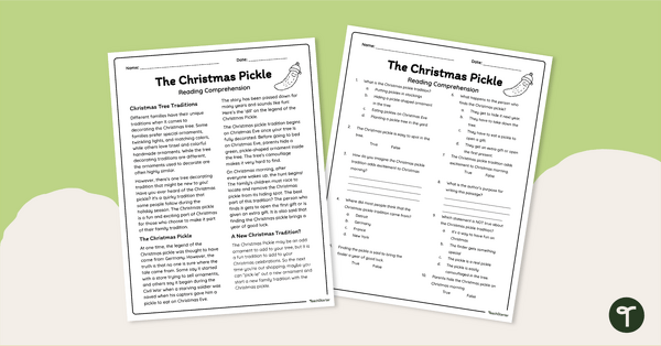 Go to The Christmas Pickle – Christmas Reading Comprehension Passage teaching resource