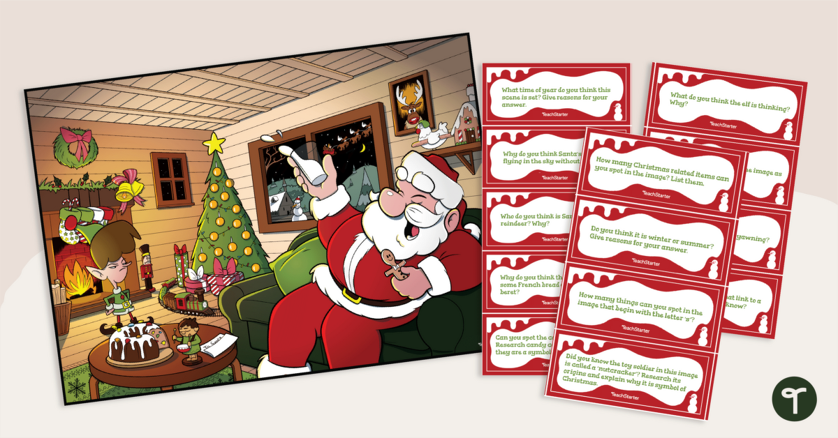 Christmas Picture Inferencing Task Cards teaching resource