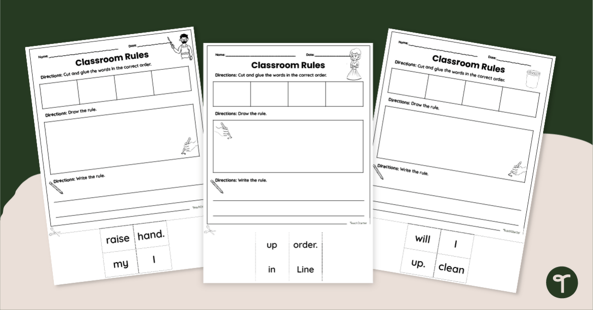 Classroom Rules Worksheet Pack teaching resource
