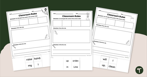 Go to Classroom Rules Worksheet Pack teaching resource