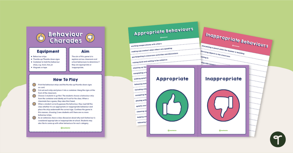 Charades-Inspired Good Behaviour Game teaching resource