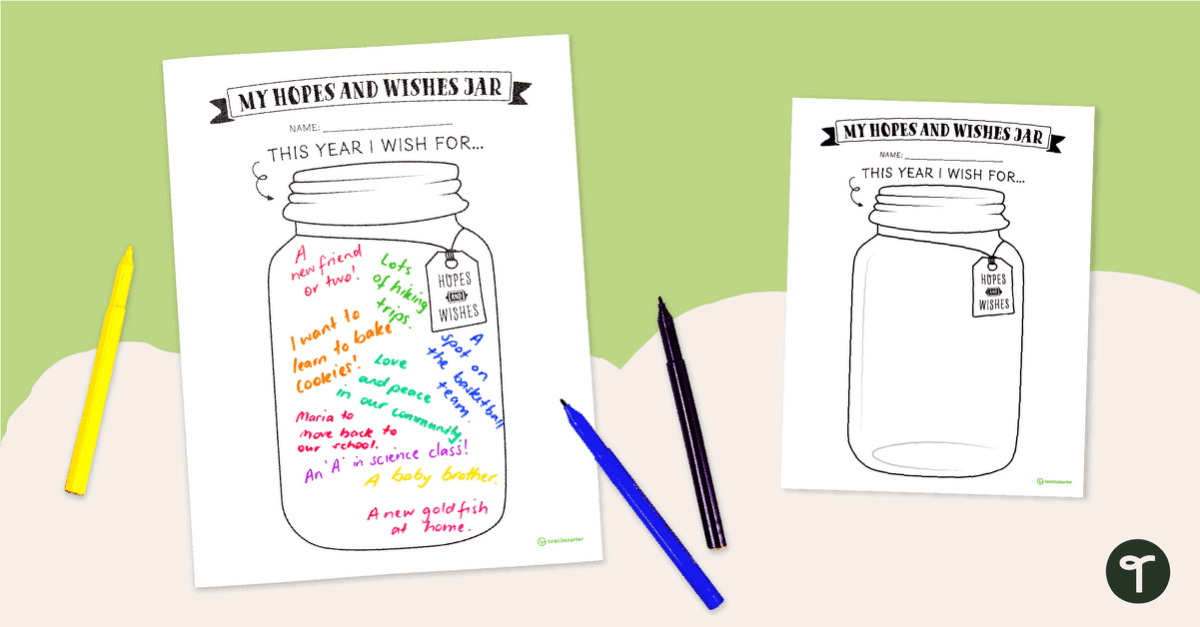 Hopes and Wishes Jar - Goal Planning Template teaching resource