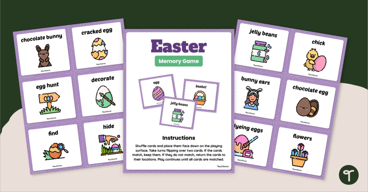 Printable Easter Memory Game for the Classroom teaching resource