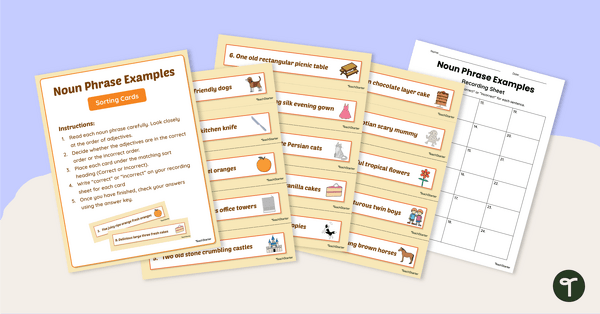 Go to Noun Phrase Examples Sorting Activity teaching resource