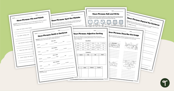 Go to Noun Phrases Worksheet Pack teaching resource