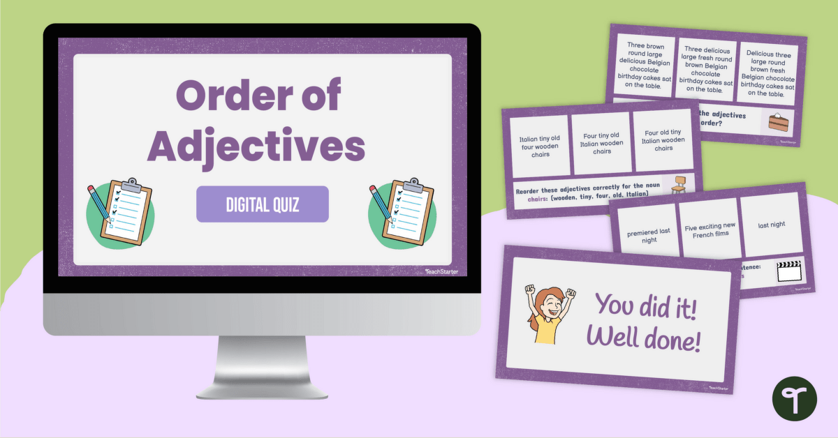 Order of Adjectives Digital Quiz teaching resource